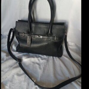 Wilsons Leather Black Pebbled Leather Tote Shoulder Bag with Adjustable Strap